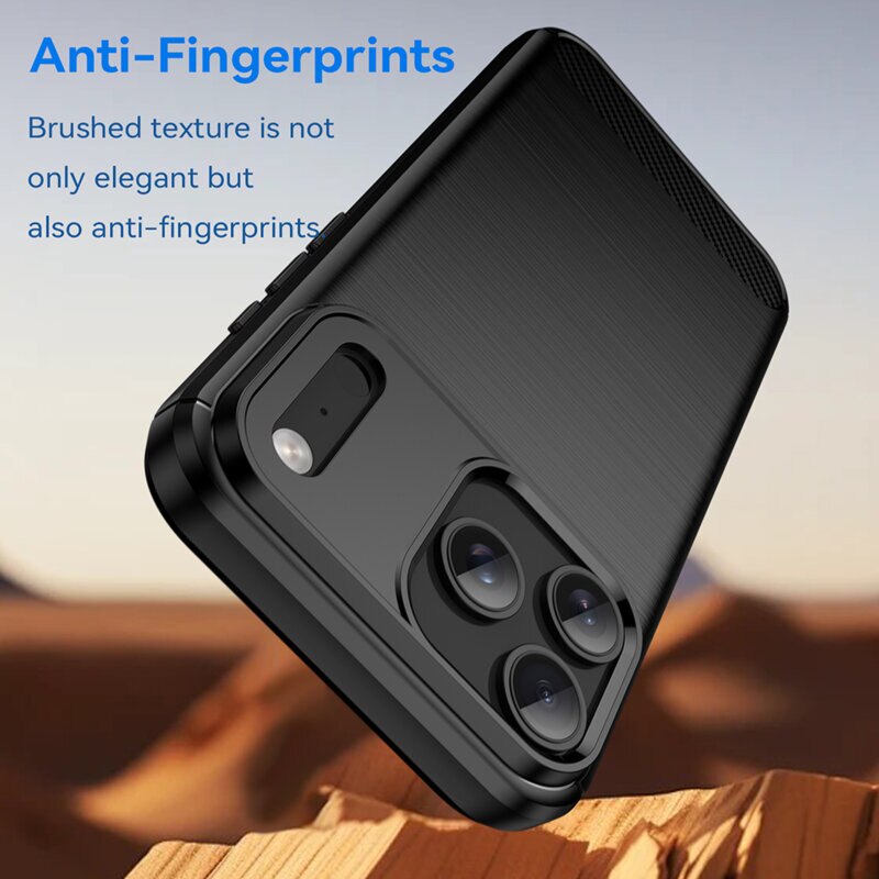 Husa protectie Mat-Tech compatibila cu iPhone 17 Pro Max, Textura Carbon, Finisaj Mat, Anti-Shock, Rezistenta la impact, Negru