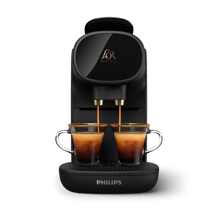 Aparat de cafea Philips L'Or Barista Sublime cu capsule, negru, design compact, tava de scurgere reglabila, compatibil cu capsule Nespresso®, 1 sau 2 cesti in acelasi timp (LM9012/66)