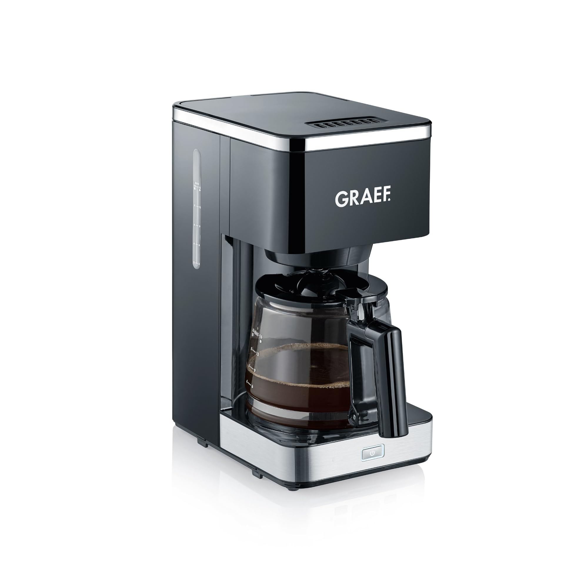 Cafetiera Graef, FK402, cu functie de preinfuzare pentru potentarea aromei, 1000 W, 1.25 L / 10 cesti, negru, High Quality Design