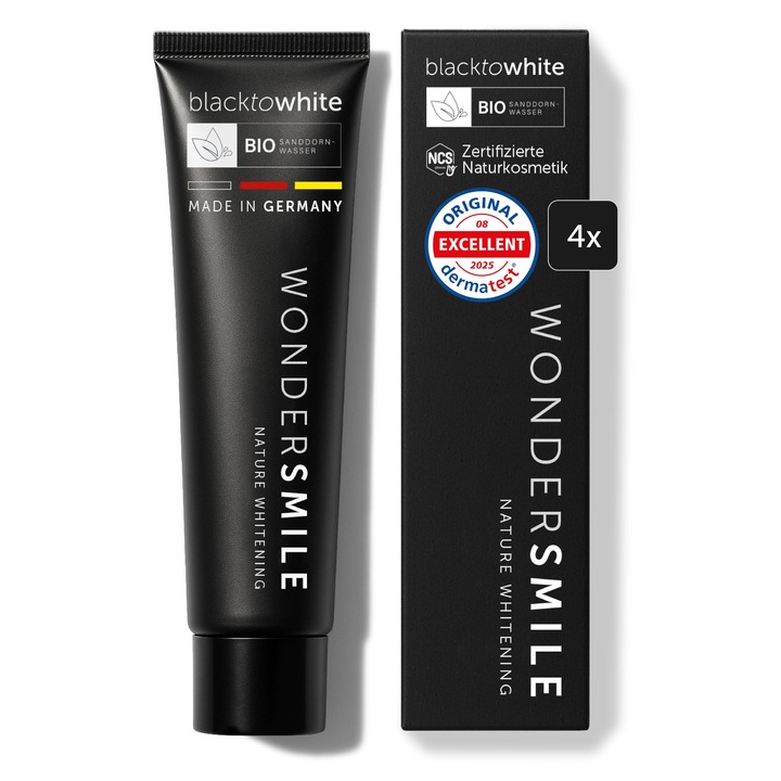 WonderSmile aktív szén tartalmú fogkrém, menta, kíméletes fehérítés, 4 darabos kiszerelés