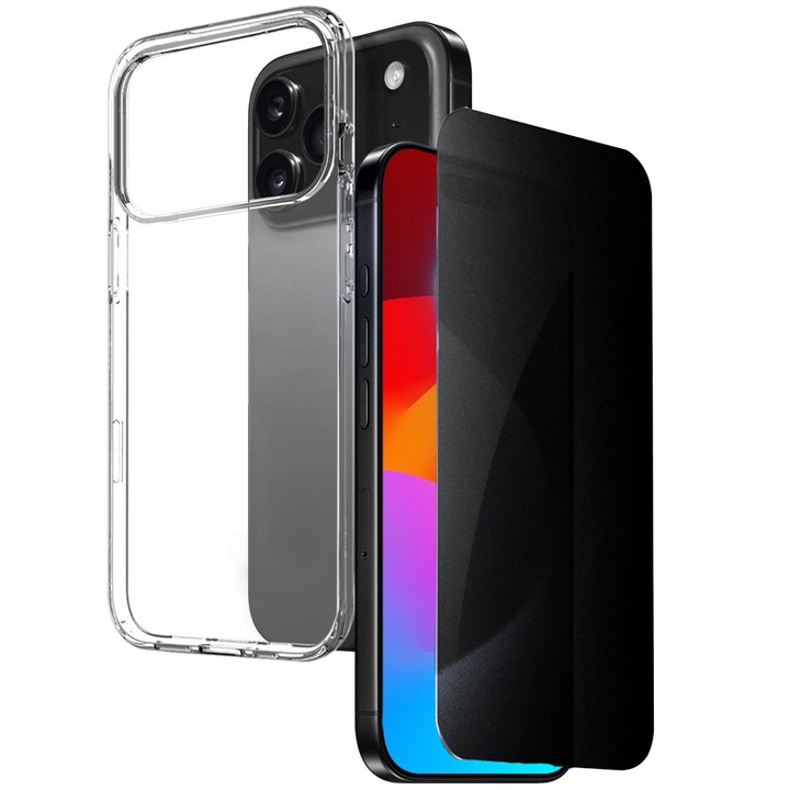 Husa és adatvédelmi fólia csomag iPhone 17 Pro DaDen-hez, prémium átlátszó szilikon, ultravékony, rugalmas, átlátszó
