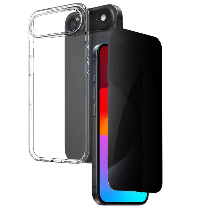 Husa csomag plusz adatvédelmi fólia iPhone 17 Air DaDen-hez, prémium átlátszó szilikon, ultravékony, rugalmas, átlátszó