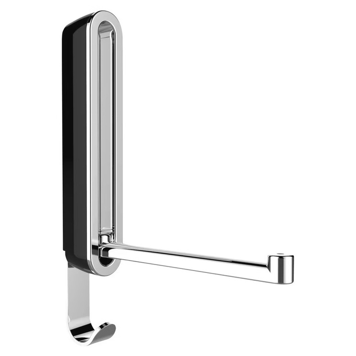 Wenko Sigma Polar сгъваема кука, черна/сребриста, овален дизайн, закачалка за дрехи, компактни размери