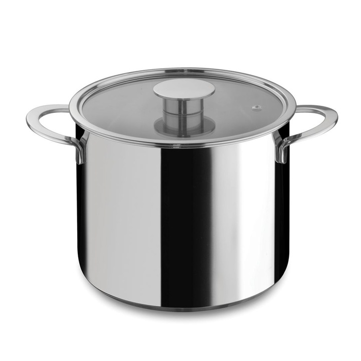 Oala inox Mepra Gourmet, capac din sticla, 24cm, 5.4L