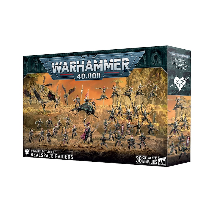 Extensie de joc Warhammer 40000, Realspace Raiders Drukhari Army Set, Games Workshop, 510 piese, gri