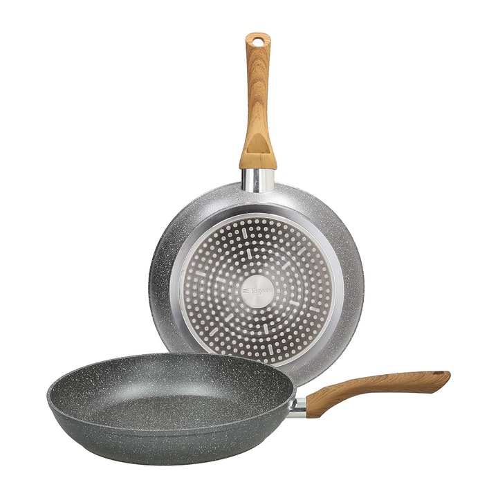 Set 2 tigai aluminiu cu coada Tognana Stone& Wood 24/28 cm