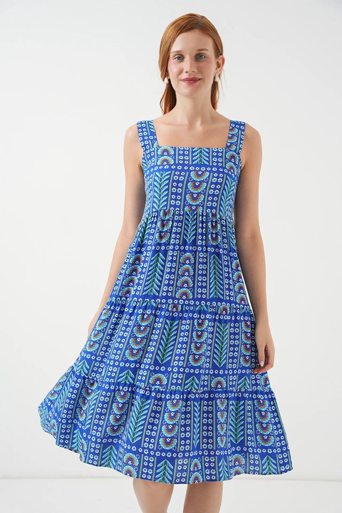 Rochie maxi, HiCCUP, albastru indigo, textil, Albastru