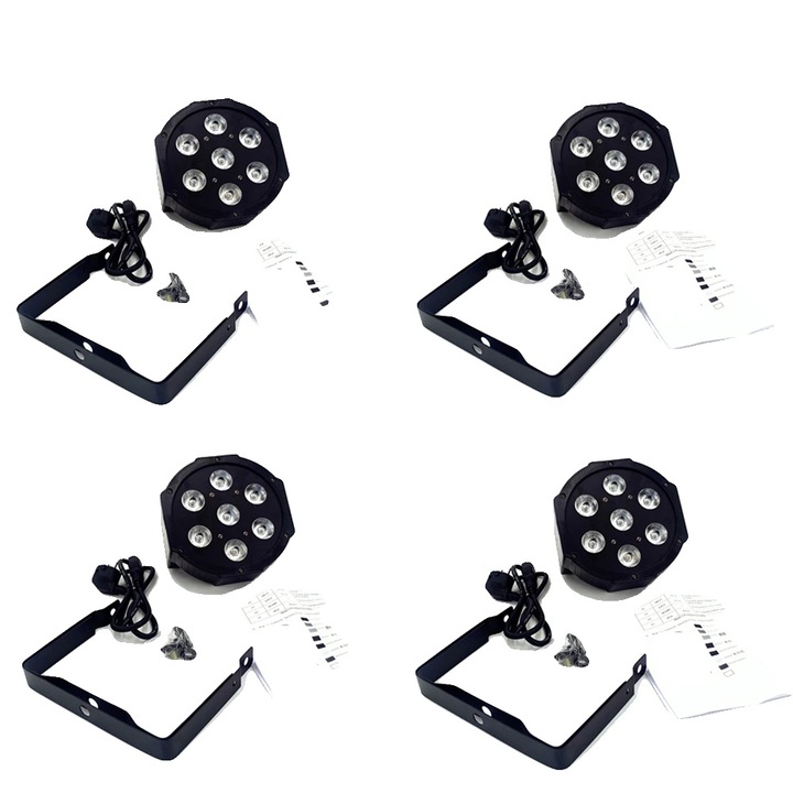 Fényszóró készlet, 7x18W, RGBWAUV, 4 darab, EU csatlakozó