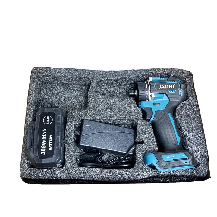 Vezeték nélküli elektromos csavarhúzó, 280N.m, kefe nélküli motor, 1 akkumulátor-388VF, standard méretek