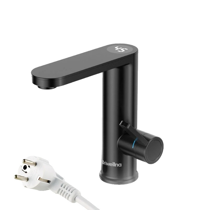 Robinet incalzitor de apa, Briwellna, control digital al temperaturii, negru mat