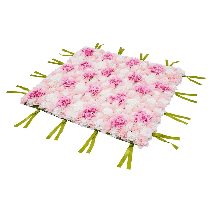 Művirág fal, Háttér panel, Négyzet alakú, Selyem rózsák, Vízálló, Összeszerelés nélkül, Esküvőkre, szállodákba, parkokba