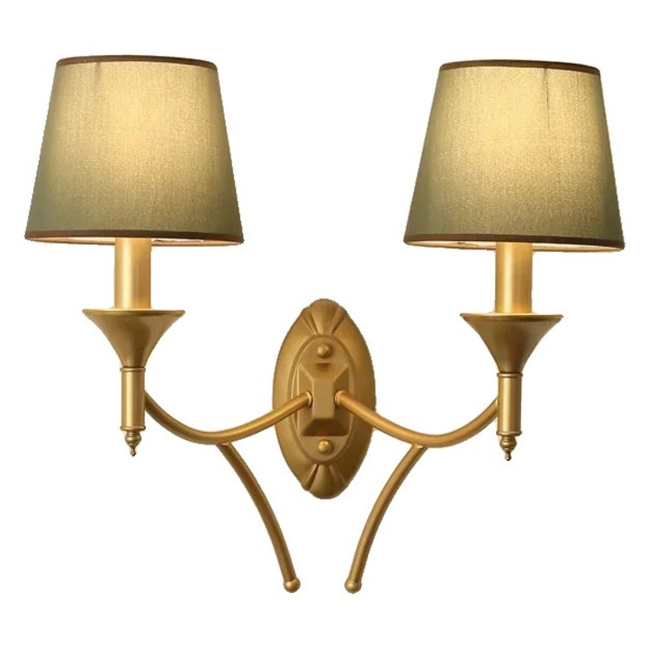 Fali lámpa, modern design, energiatakarékos LED, meleg fény, 2 fej, zöld