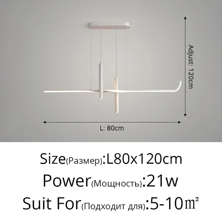 Модерна лустра, елегантен дизайн, студена, бяла светлина, 80 см