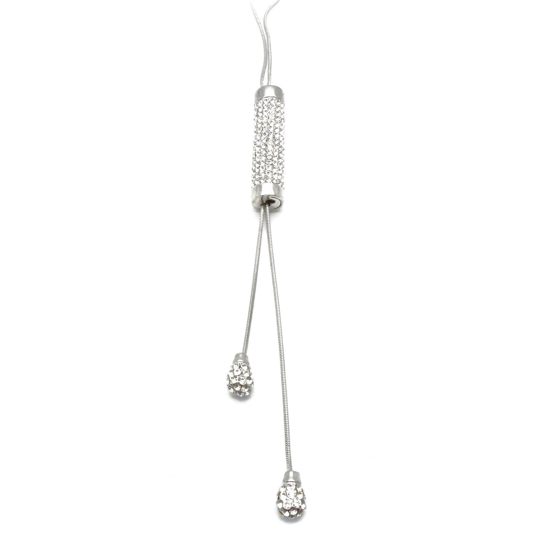 Colier Luxor Gioielli din metal comun cu pandant in forma de cilindru cu strasuri albe