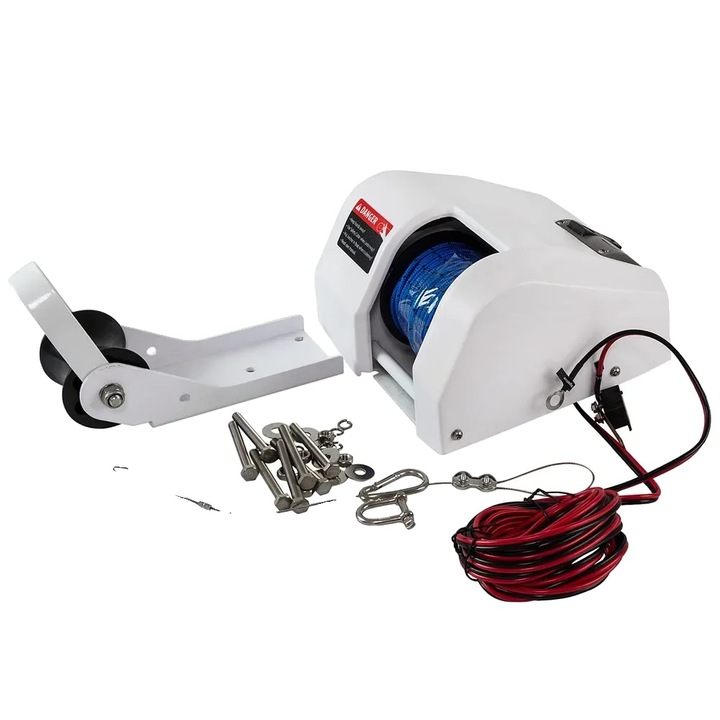 Winch electric pentru ancorare, 12V 25LBS, control wireless, design compact