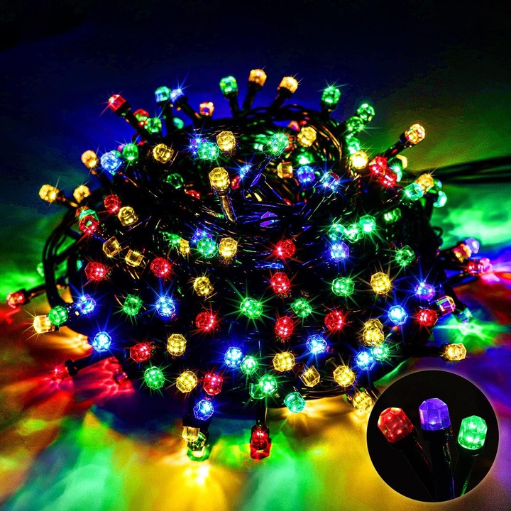 Instalație Crăciun LED DIAMANT, Joyful Box, 100 LED-uri, interconectabilă, multicolor, 10m