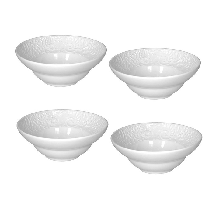 Set 4 boluri salata, portelan alb, Etoile Andrea Fontebasso 20 cm