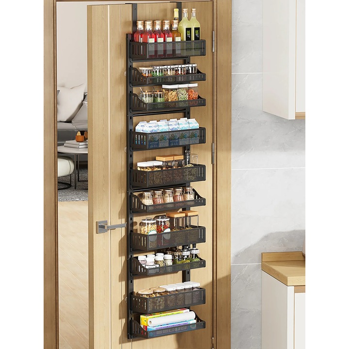 Raft de depozitare, instalare pe usa, negru