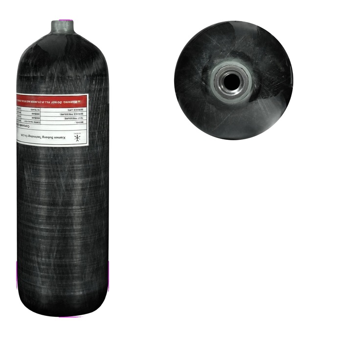 Rezervor HPA, 6.8L, constructie din fibra de carbon, presiune de lucru 300 BAR, dimensiuni 537x157mm