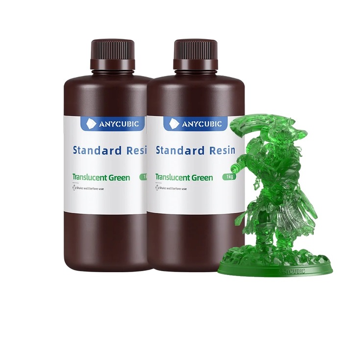 Rășină 3D, 2KG Tran-Green, compatibilitate LCD, 405 nm, material fotosensibil