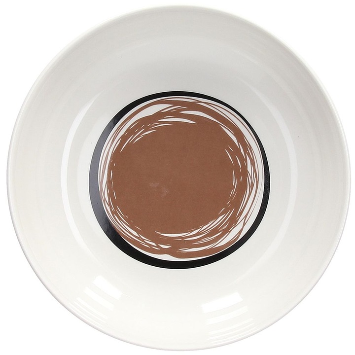 Farfurie pentru supa Andrea Fontebasso Edge Vibes Terra, Portelan, 18.5 cm, Alb/Maro