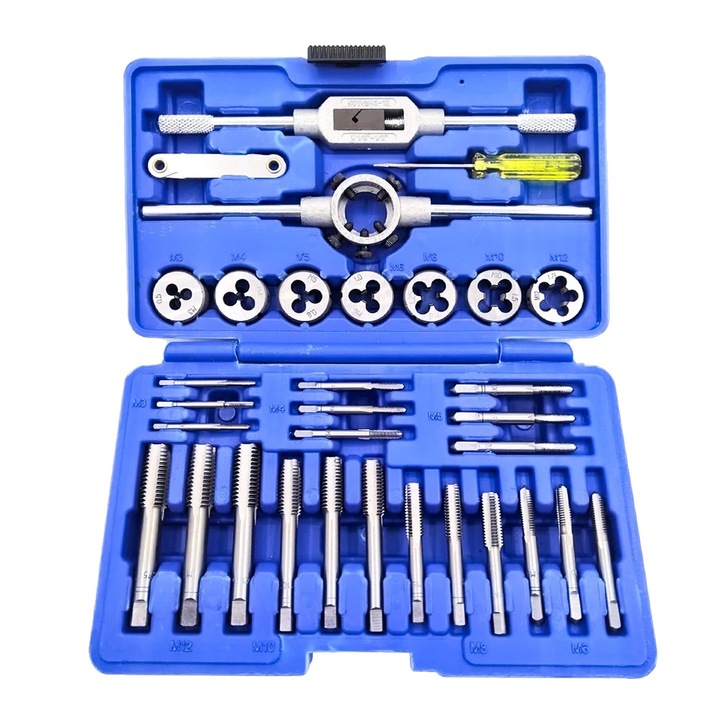 Set de unelte pentru filete, 32 piese, tungsten carbide, cutie plastic