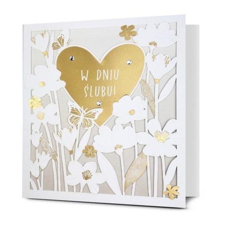 Felicitare de nunta, Pan Dragon, decorata, cu elemente 3D, multicolor, cu envelopa.