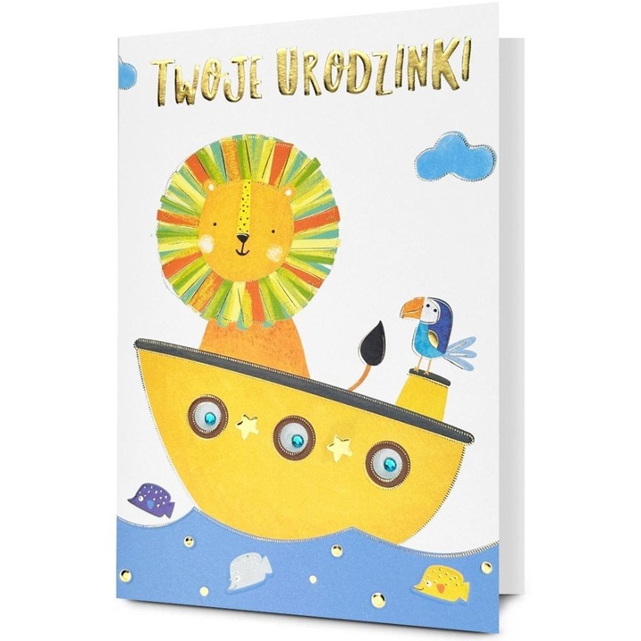 Felicitare Urodziny, Pan Dragon, multicolor, cu 3D, set cu envelopa