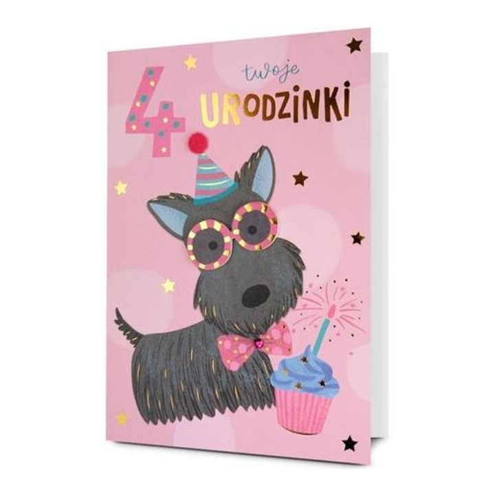 Felicitare B6 Pan Dragon, Urodziny, decorata, cu 3D, multicolor, set cu envelopa