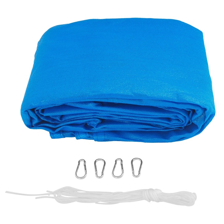 Copertina de soare rectangulara, 4m x 6m, material HDPE, culoare albastra, instalare necesara