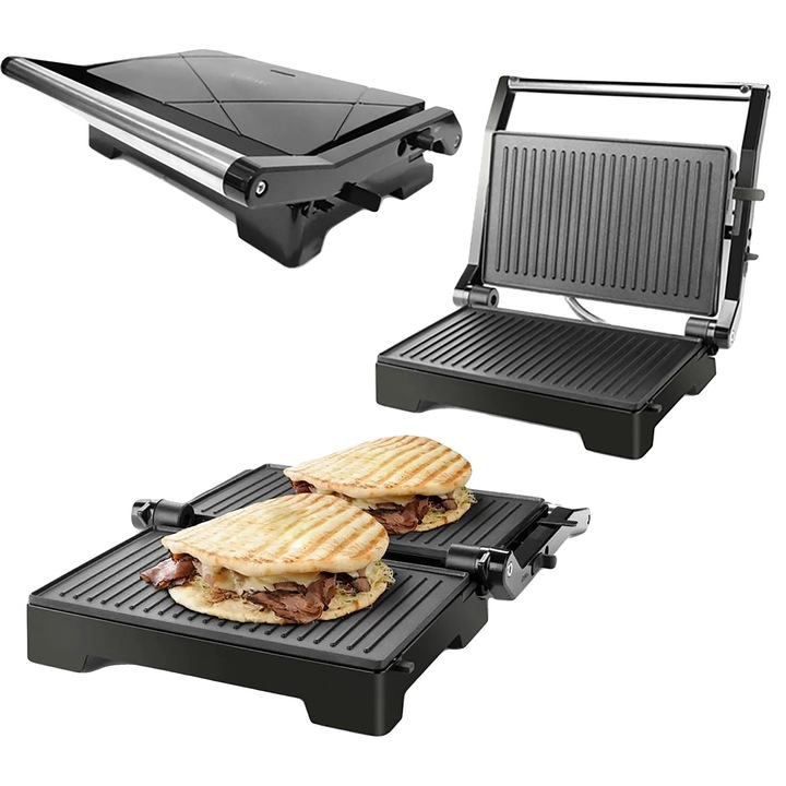 Gratar electric portabil, gatire pe ambele parti, control temperatura ajustabil, 23x14.5in, 1000W