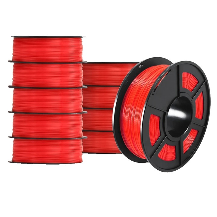 Filament 3D, PETG, rosu, 1.75mm, set 10 role