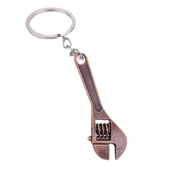 Breloc 3D, Model Cheie Reglabila, din Aliaj Metalic Solid, Culoare Cupru antic
