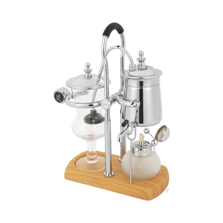 Cafetiera cu sifon, 400ml, sistem manual, argintie, set complet