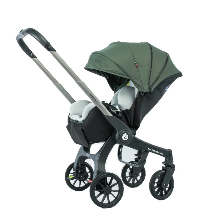 Детска количка, компактен дизайн, сгъваема конструкция, зелена, 0-3 години, 25 кг