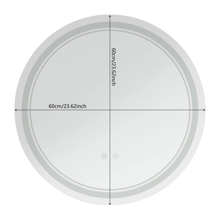 Oglinda de baie LED, tip 2, dimabila, cu comutator tactil, 3000-6000K, montare pe perete
