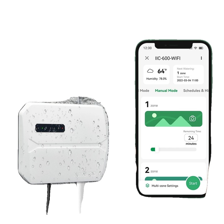 Programator stropire, 6 zone, control Wi-Fi, ajustare sezoniera, 1m cablu