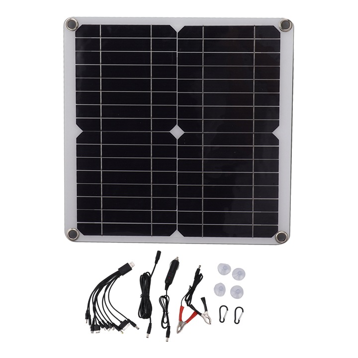 Panou solar monocristalin 12W 18V, incarcare eficienta, portabil, tip C