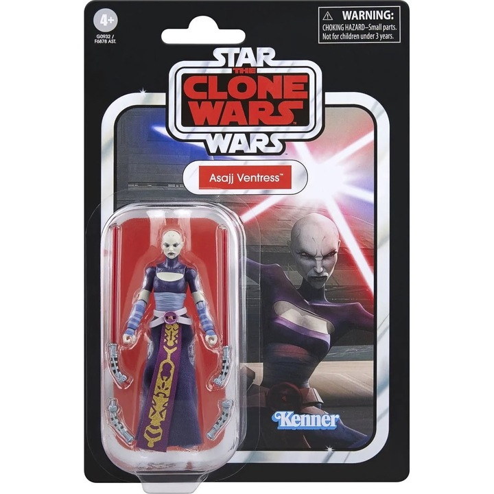 Figurina Abysse Corp Star Wars The Vintage Collection Asajj Ventress, 9.5 cm, design autentic, 4 accesorii
