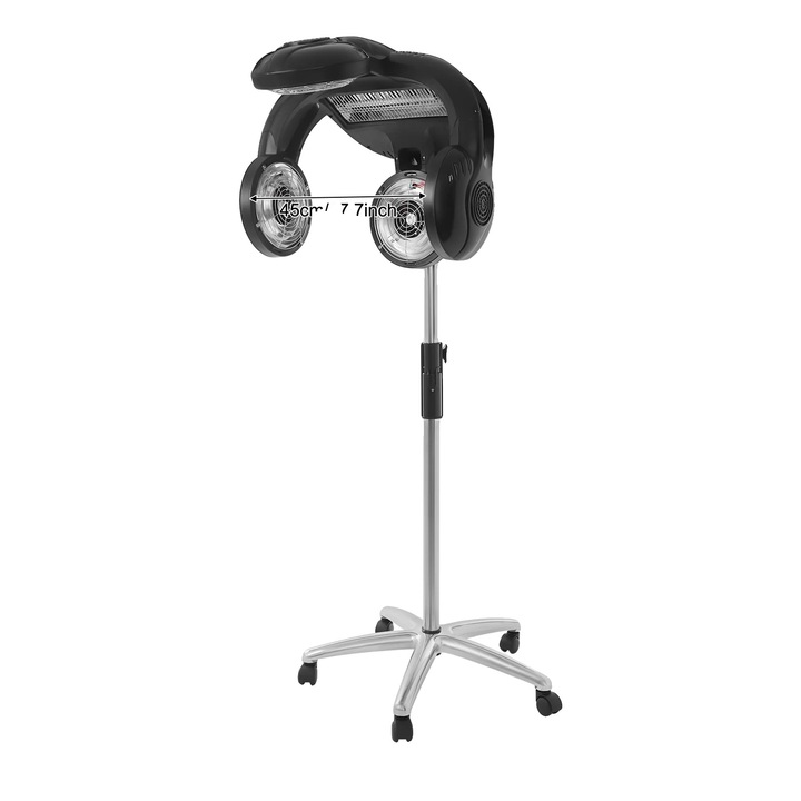 Сешоар, 1400W, професионална инфрачервена лампа, регулируема височина, контрол на температурата, черен