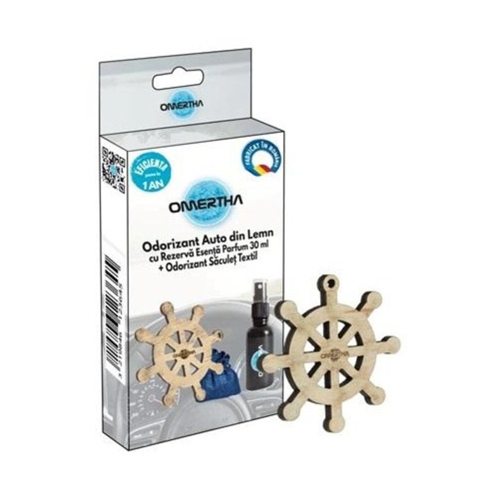 Autóillatosító OMERTHA OME61, carma váza design, fa és 30 ml-es üvegcsé, levendula illat