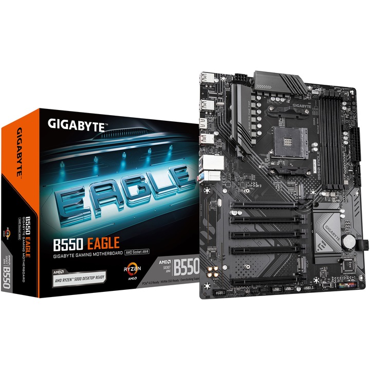 Дънна платка Gigabyte B550 EAGLE, AM4, DDR4, ATX, Черен