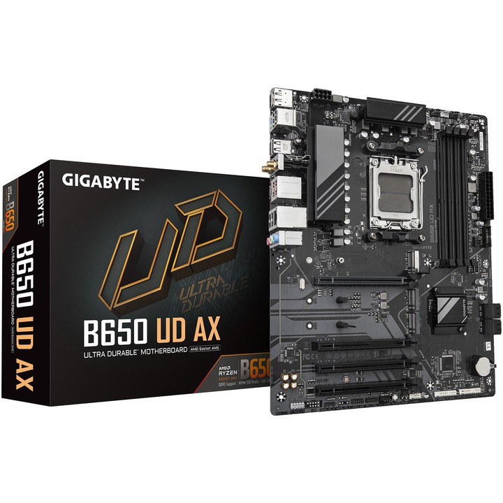 Дънна платка Gigabyte B650 UD AX, AM5, DDR5, ATX, Черен