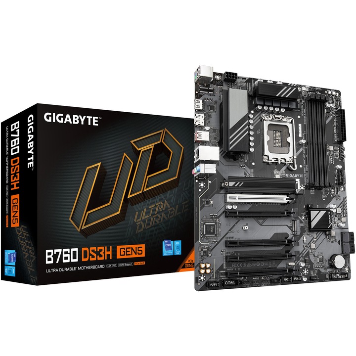 Дънна платка Gigabyte B760 DS3H GEN5, LGA1700, ATX, Черен