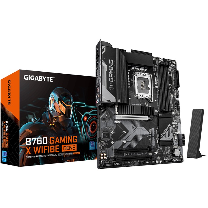 Дънна платка Gigabyte B760 GAMING X WIFI6E GEN5, LGA1700, DDR5, ATX, Черен