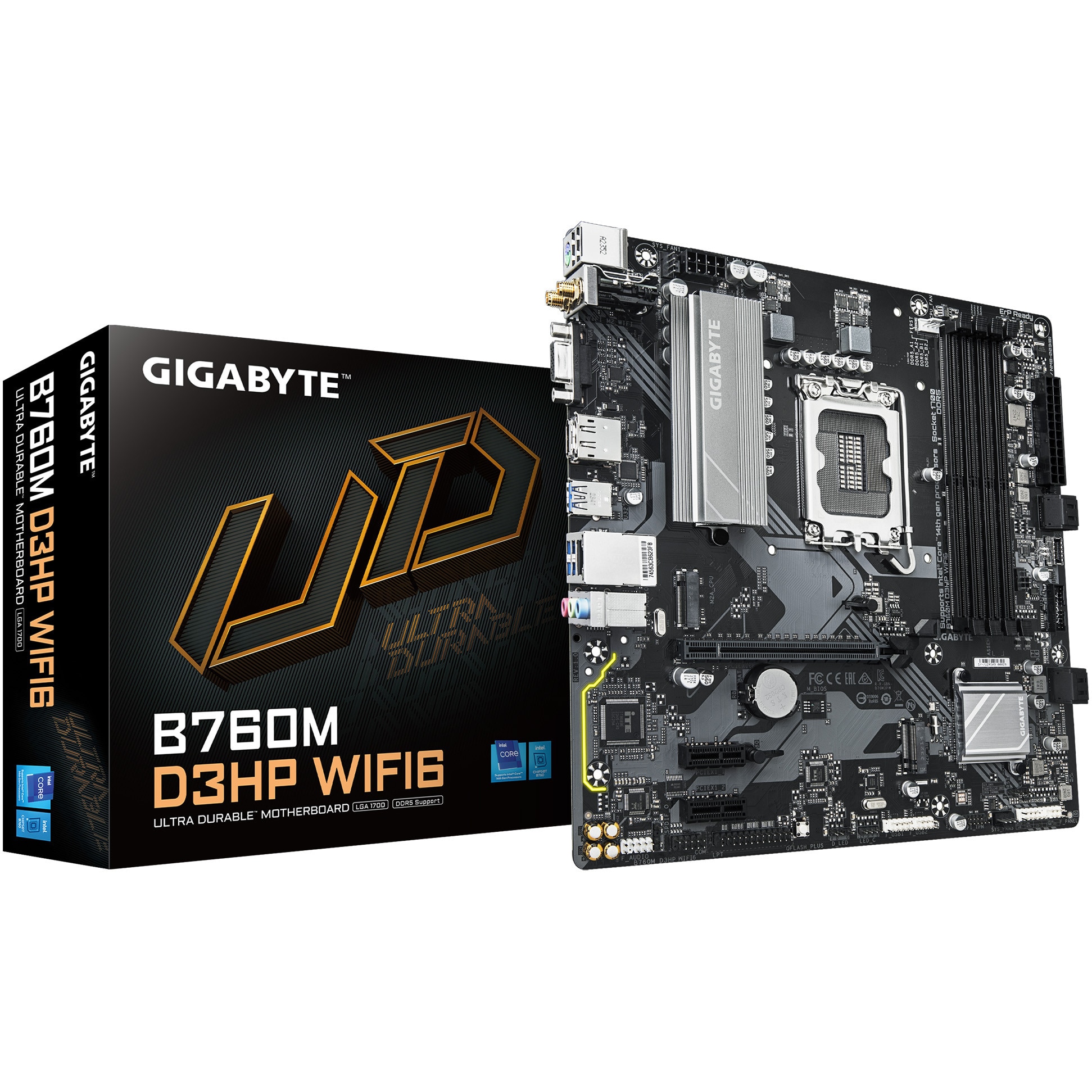 Placa de baza Gigabyte B760M D3HP WIFI6, DDR5, Socket LGA1700, mATX, Negru