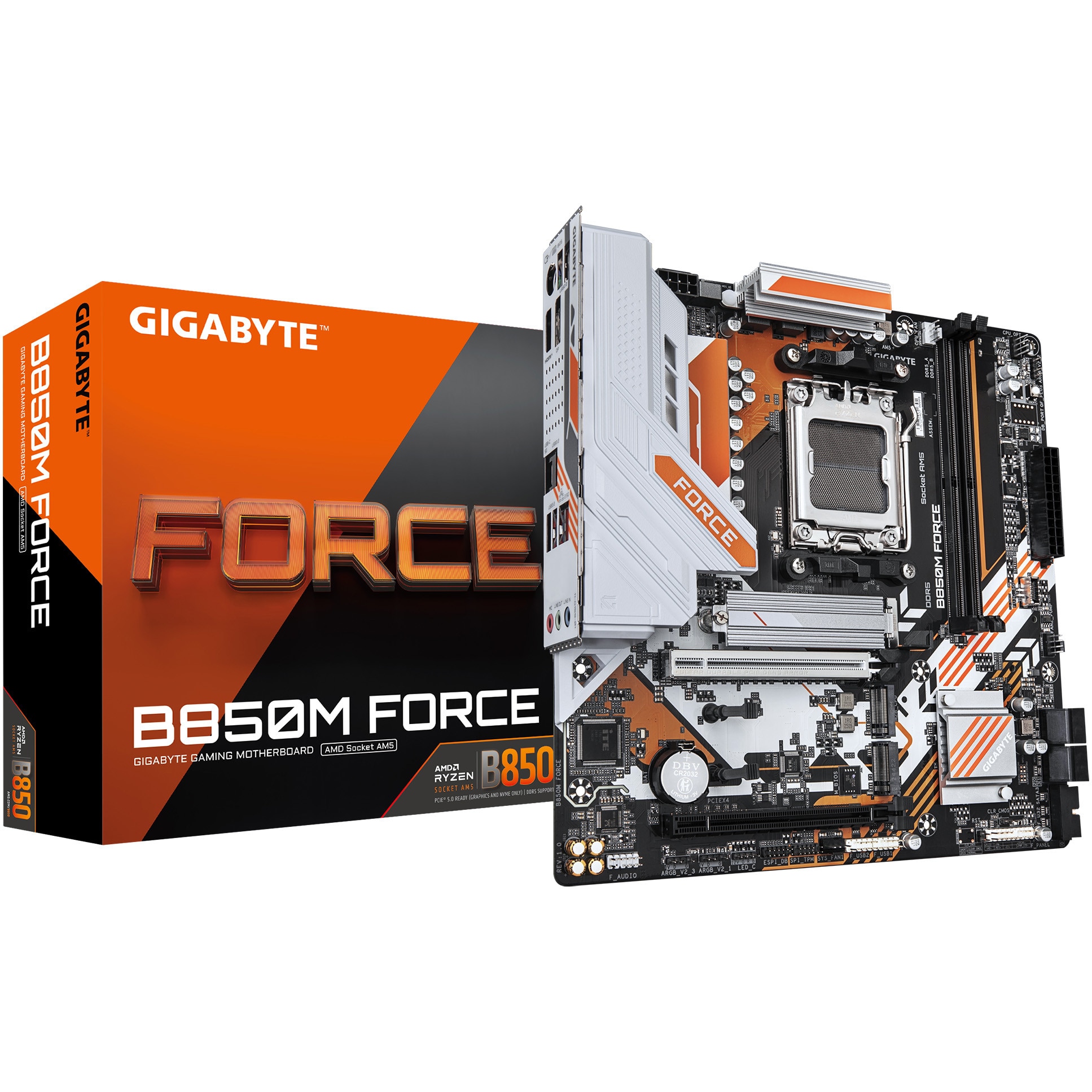 Placa de baza Gigabyte B850M FORCE, AM5, DDR5, mATX, Alb