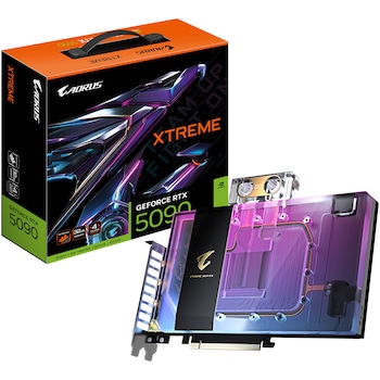 Placa video Gigabyte AORUS GeForce RTX 5090 XTREME WATERFORCE Water Block 32GB, 512 bit, GDDR7, Negru