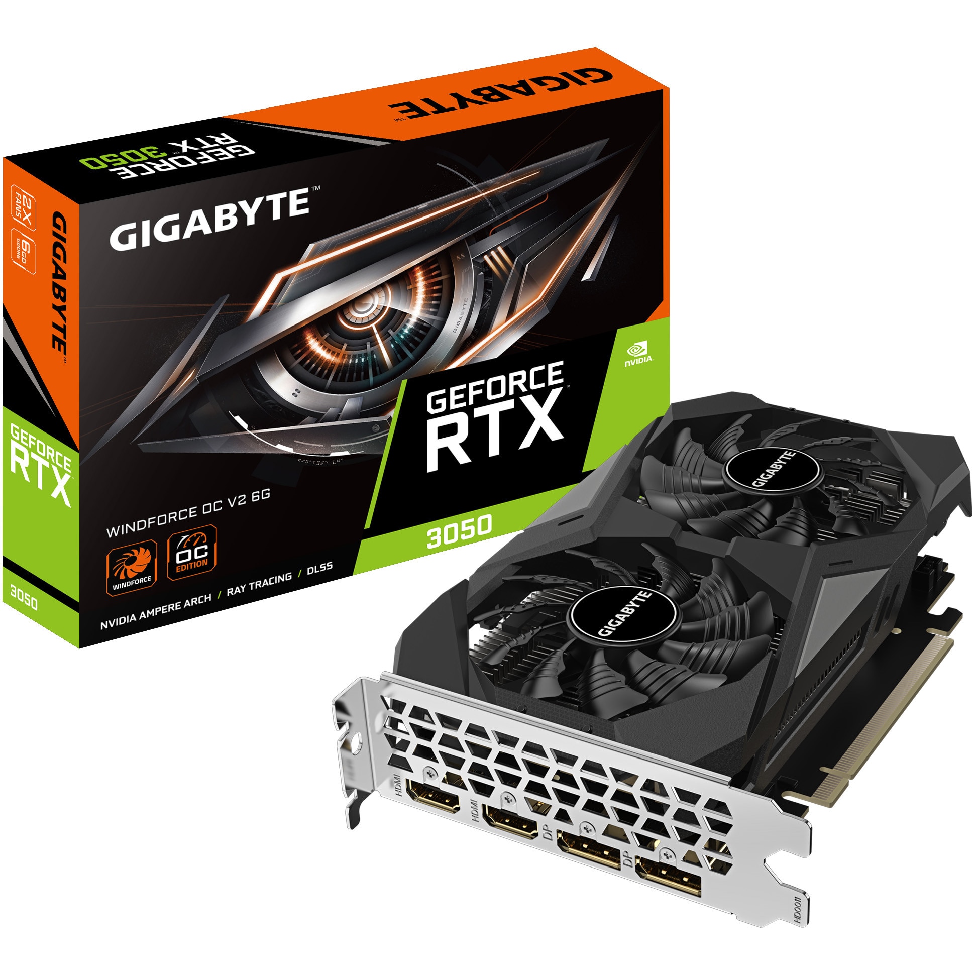 Gigabyte Video Placa 電源レス RTX3050 GIGABYTE GeForce® 96-bit GDDR6, 6GB OC, 3050 RTX™ グラフィックボード・グラボ・ビデオカード
