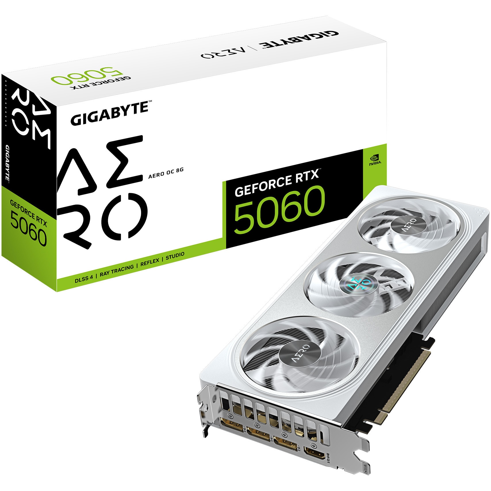 Placa video Gigabyte GeForce RTX 5060 AERO OC 8G, GDDR7, 128-bit, Alb